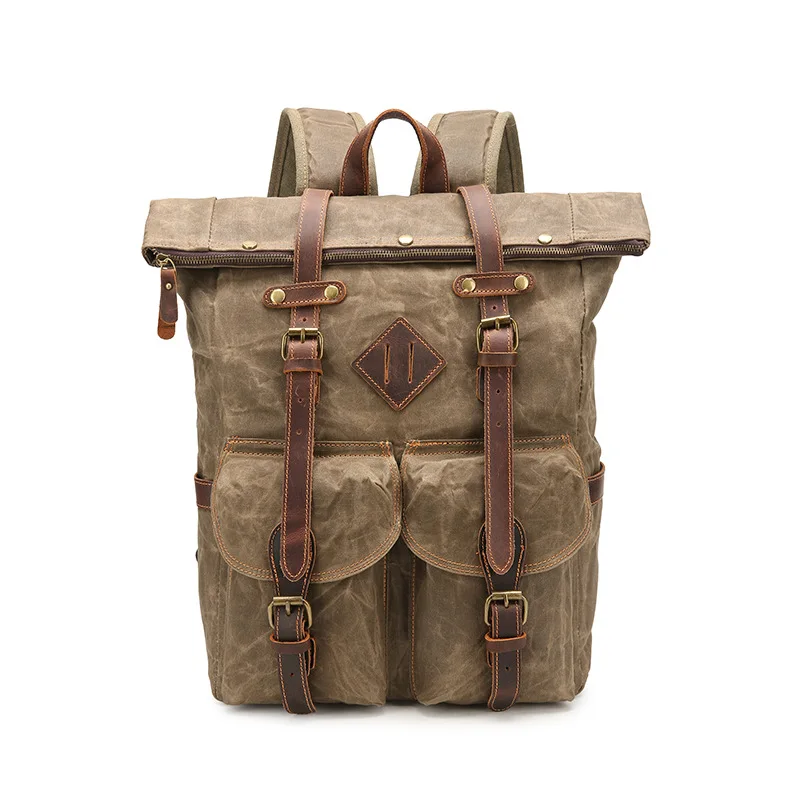 Newly launched popular vintage waterproof canvas backpack for convenient travel suitable for hiking and computer use Backpack