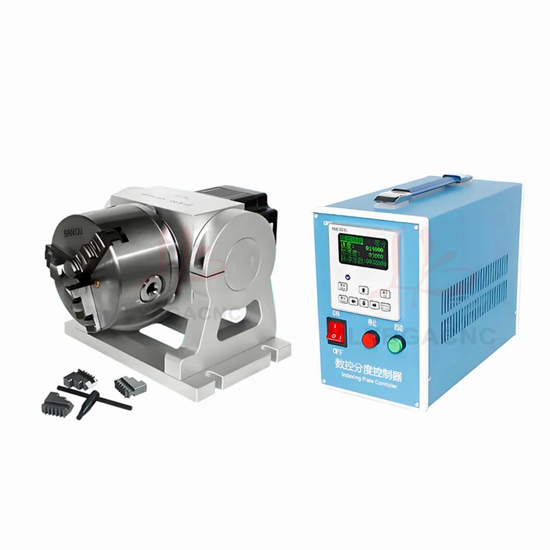 

Harmonic Drive 50:1 4th Axis Reduction Gearbox for Engraving Machines with 86mm Nema34 Stepper Motor and 100mm Adjustable Chuck