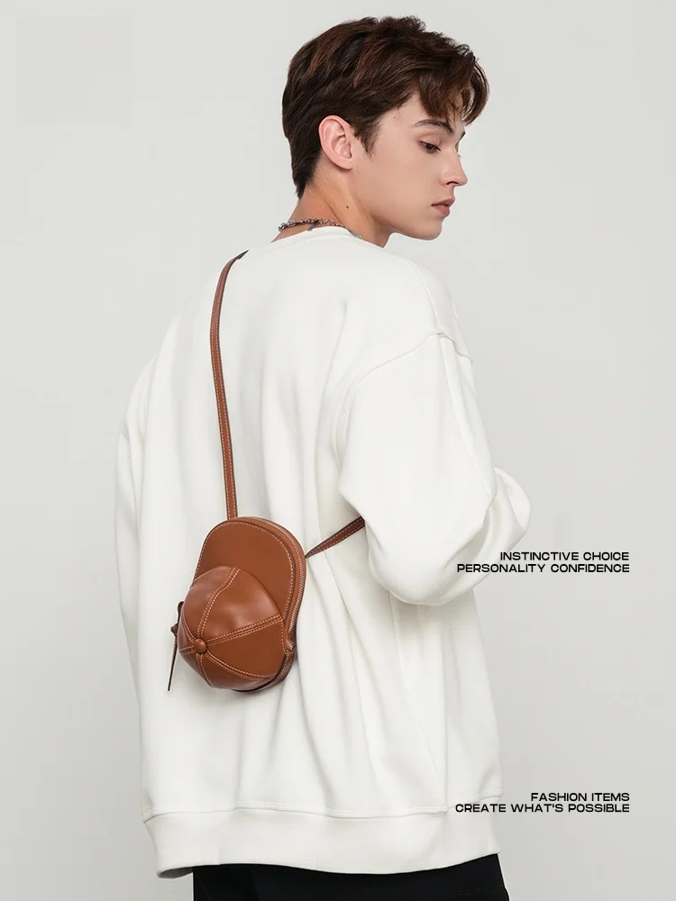 Sfreeya Men's Crossbody Hat Bag Celebrity Personality Creative  Bag Soft Handle Casual Shoulder Bag for Young Men