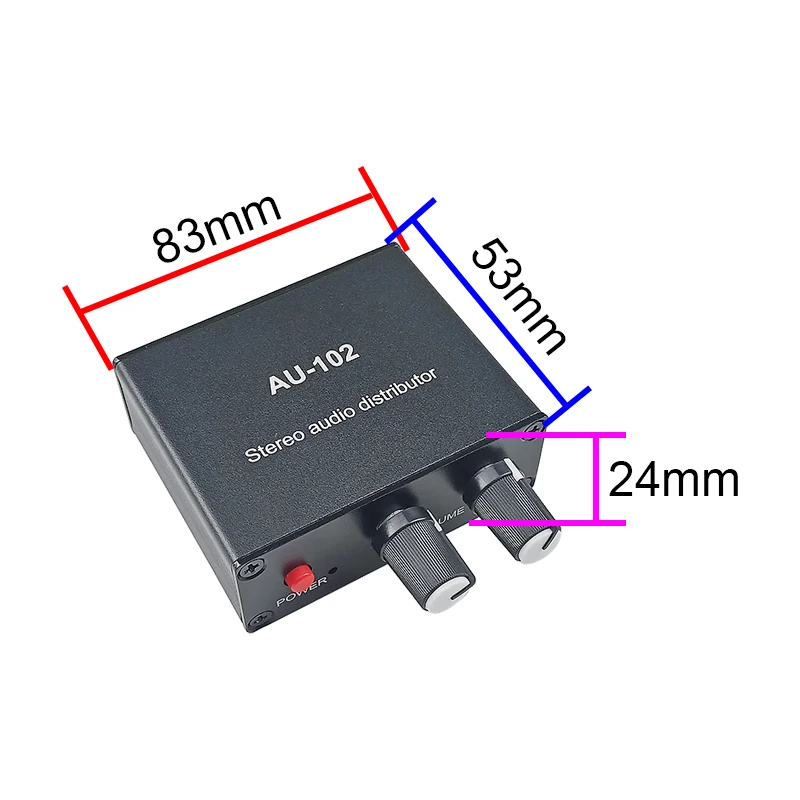 GHXamp سماعات رأس مزدوجة القناة موزع الصوت النشط مكبرات الصوت الموسيقى (1 المدخلات 2 الإخراج) تحويل تعديل الصوت DC5V