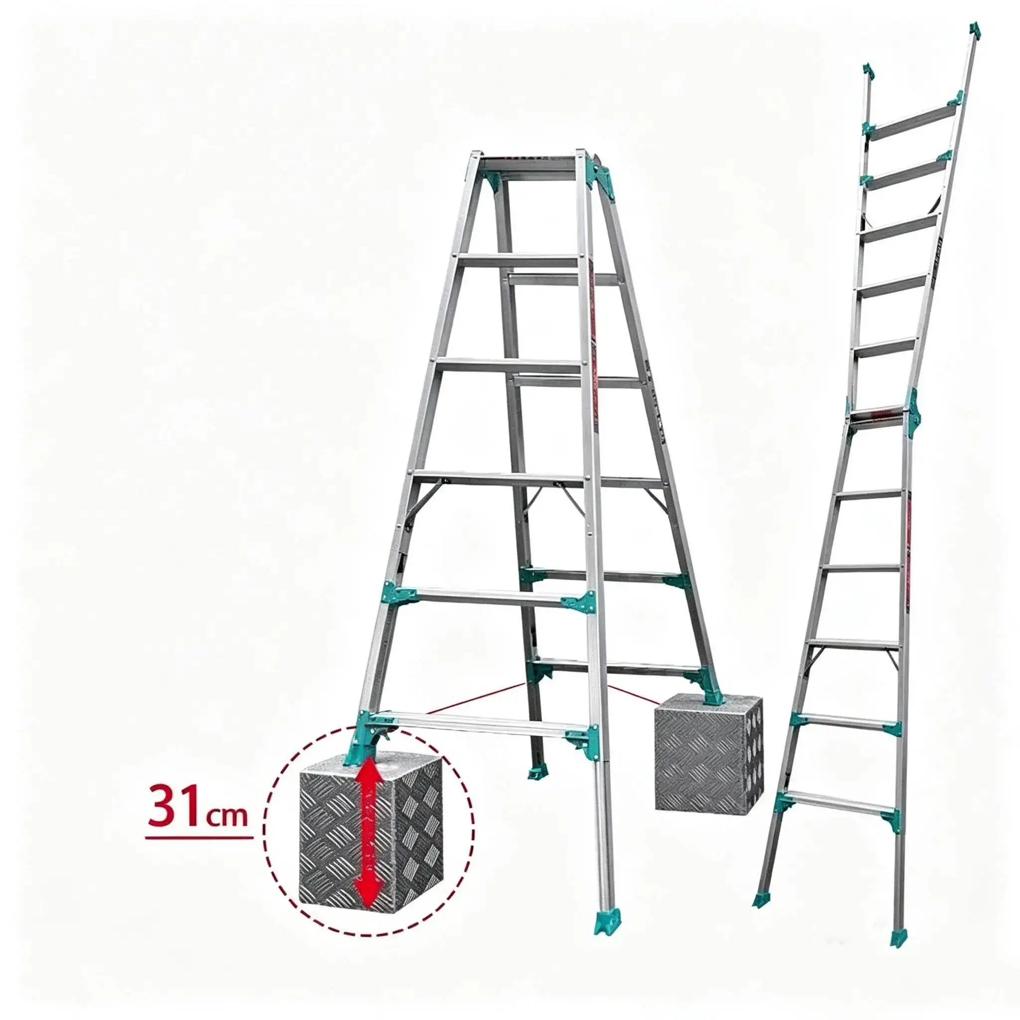 Retractable Straight Ladders Household A-Frame Step Ladders Multifunctional 5/6/7 Step Stools Thickened Aluminum Alloy Ladder image 2
