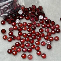 Perle de grenat rouge naturel, 10 pièces/lot, 2.5mm 3mm 4mm 5mm 6mm, ronde, pierres précieuses semi-précieuses, Cabochon, visage pour bijoux, vente en gros 1
