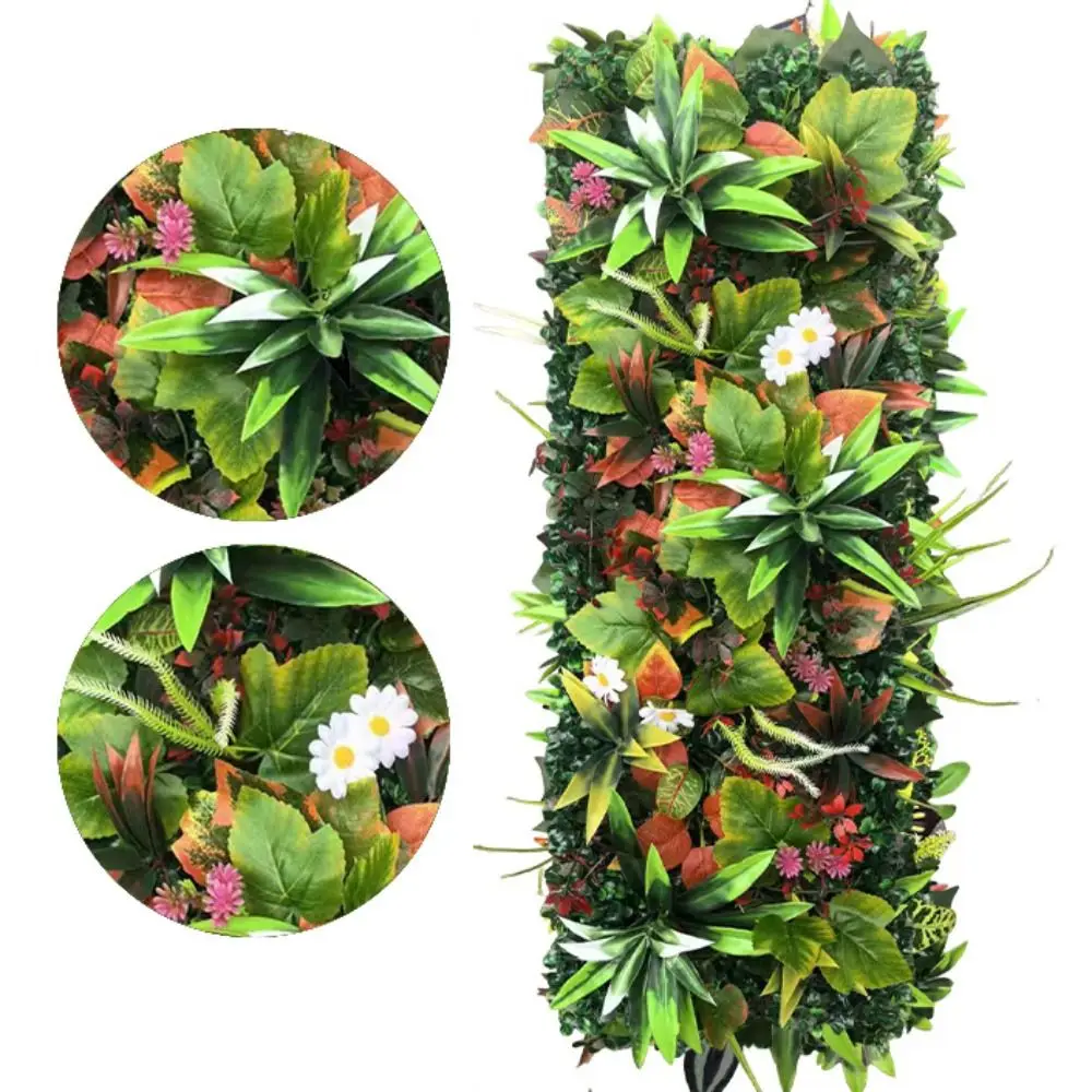 DIY Artificial Plant Wall Panel UV Protection Flower Simulation Maple Plant Sheet 75x25cm No Watering