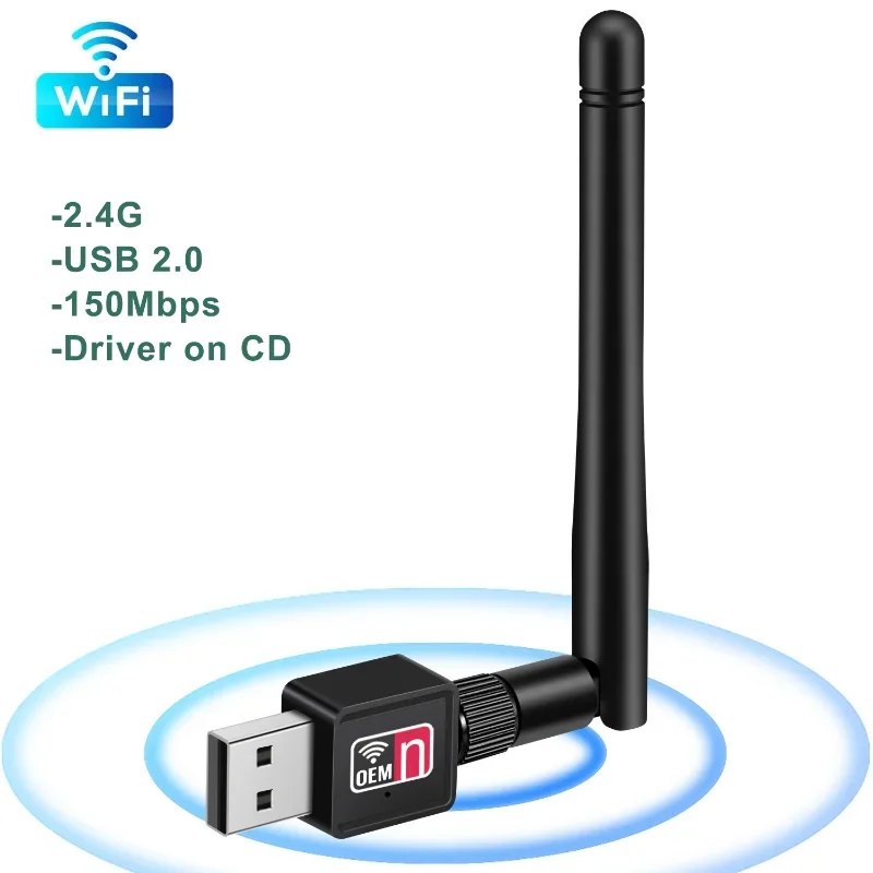 USB WIFI 150mbps adaptér mini 2.4G bezdrátový sit' karta 802.11b/n/g/ac sit' LAN karta WIFI anténa signál přijímač pro PC