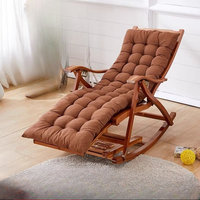 Comfortable Bamboo Lounge Chair for Adults Portable Balcony Recliner Rocking Chair for Nap Folding Chaise Lounge