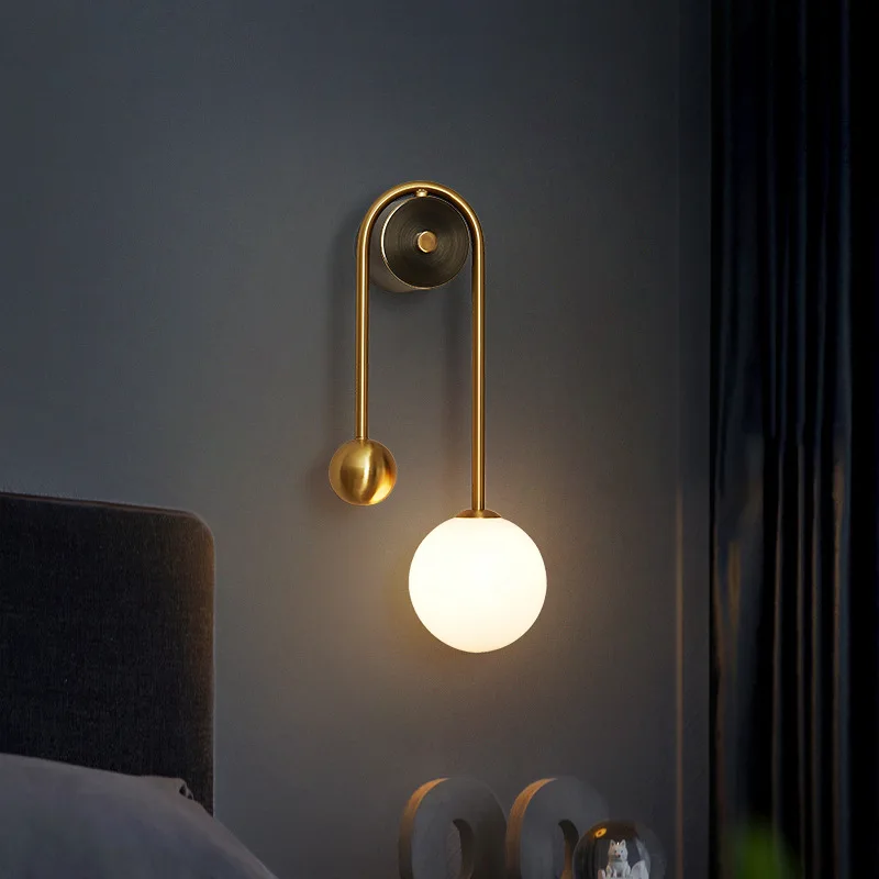 Imagem -04 - Modern Nordic Vidro Bola Lâmpada de Parede Led Ouro Abajur Iluminação Interior Sconce Luminária Luz Home Decor Sala de Estar Quarto