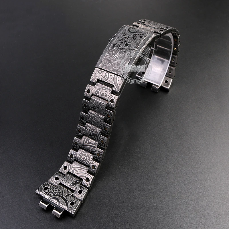 For Casio DW5600/5610 GMW-B5000 GW-B5600 GW-5000 Modified metal Paisley Bandanna 316L Refined steel strap watchband set bracelet