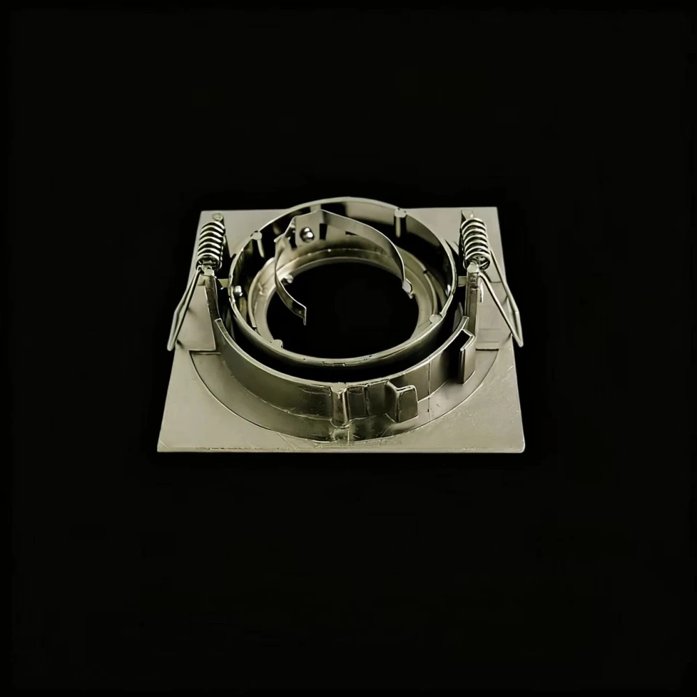 Square Nickel LED Recessed Ceiling Light GU10 MR16 Bulb Holder Adjustable Frame for GU10 MR16 E27 Bulb Fixture