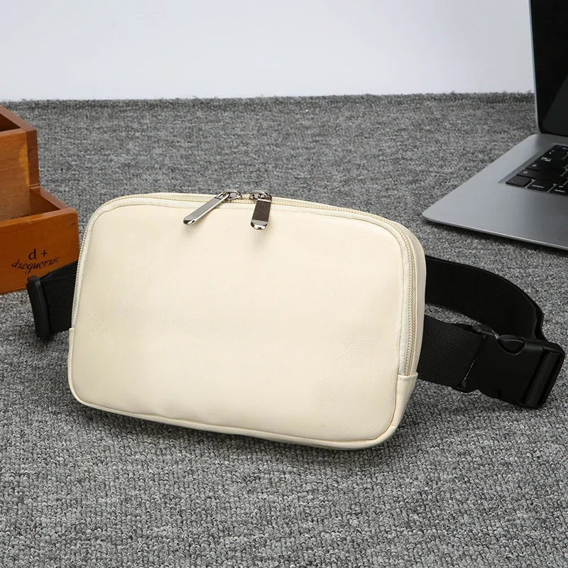 

Solid Color PU 2025 Hot Selling Waist Packs Stitching Zipper Simple Casual Crossbody Bag Soft Popular Commuting Chest Bag