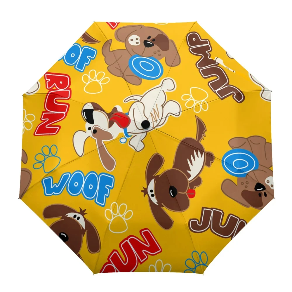 Cartoon Dog Animal Folding Umbrella Lovely Pet Puppy Compact Windproof Travel Umbrellas Rain Sun for Women Men Students Kids