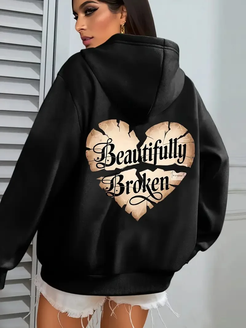 

Retro Heart Graphic Printing Autumn and Winter Pure Cotton Men's and Women's Hoodies Outdoor Street Sports Training Brand Trendy