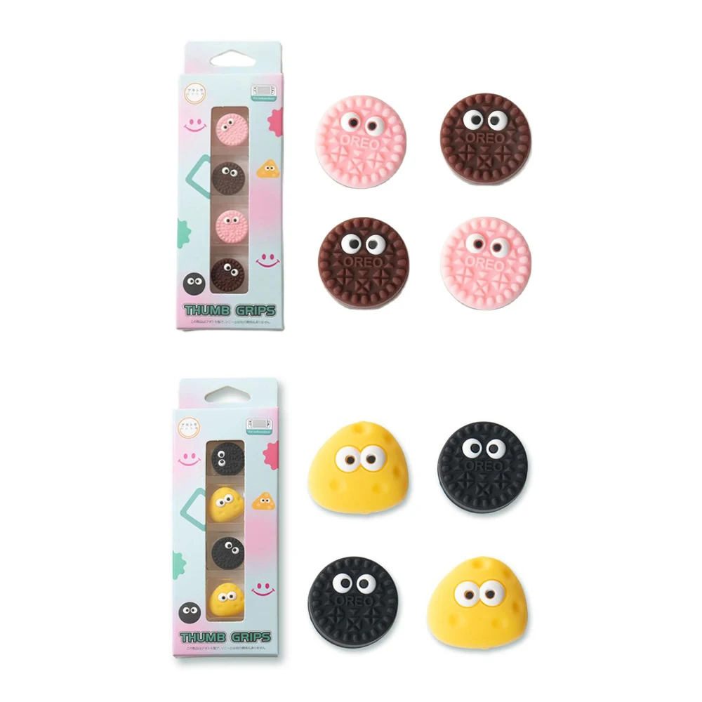 Cute Cookie Cheese Silicone Soft Thumb Stick Grip Cap Cover For Nintendo Switch Oled/Lite NS Joy-con Thumbstick Case Protector