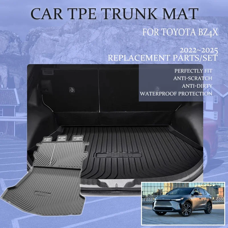 TPE Car Boot Trunk Mats For Toyota bZ4X 2022 2023 2024 2025 Waterproof Protection Trunk Mats Carpet Storage Pad Auto Accessories