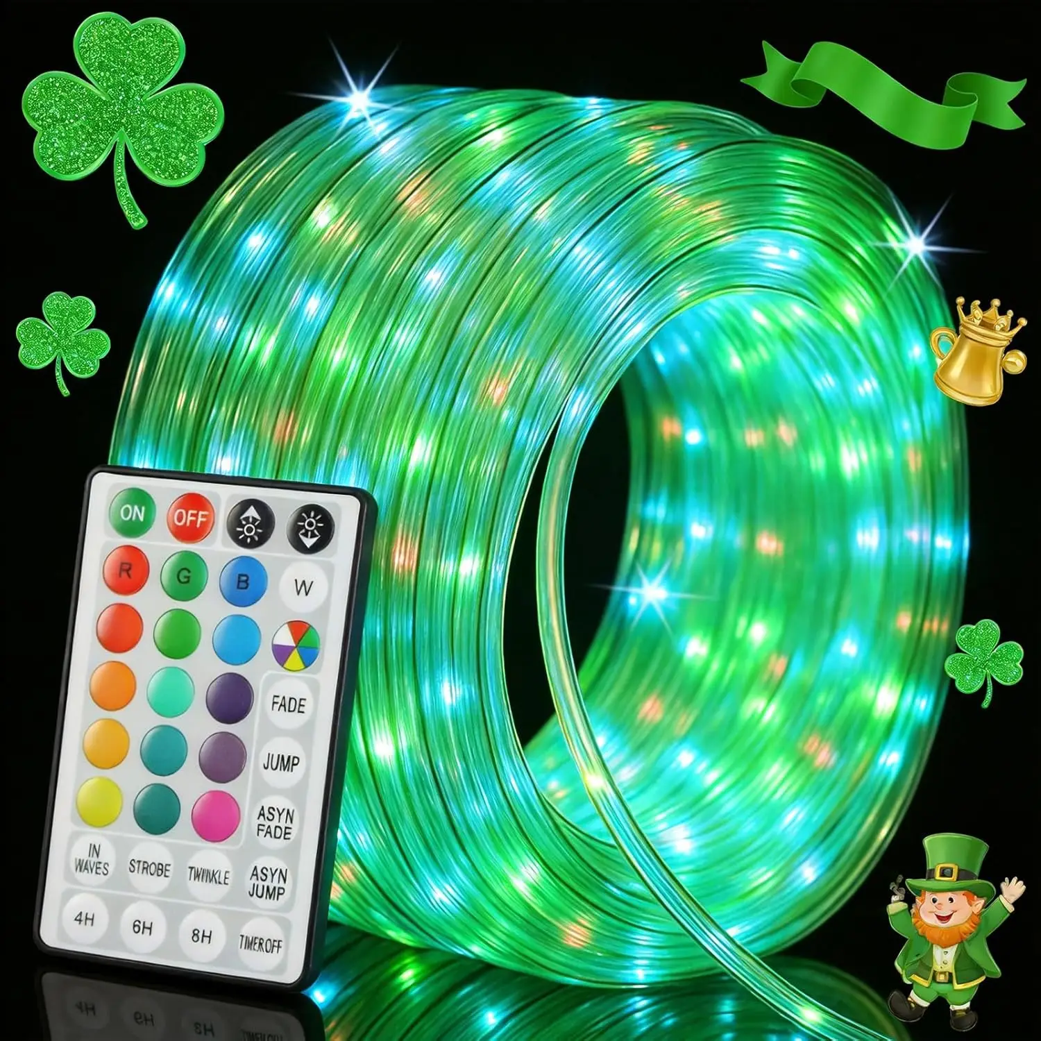 

132Ft Green Rope Lights Outdoor Waterproof, 400 LED Color Changing String Lights with Remote for St. Patrick's Day, Garden Decor