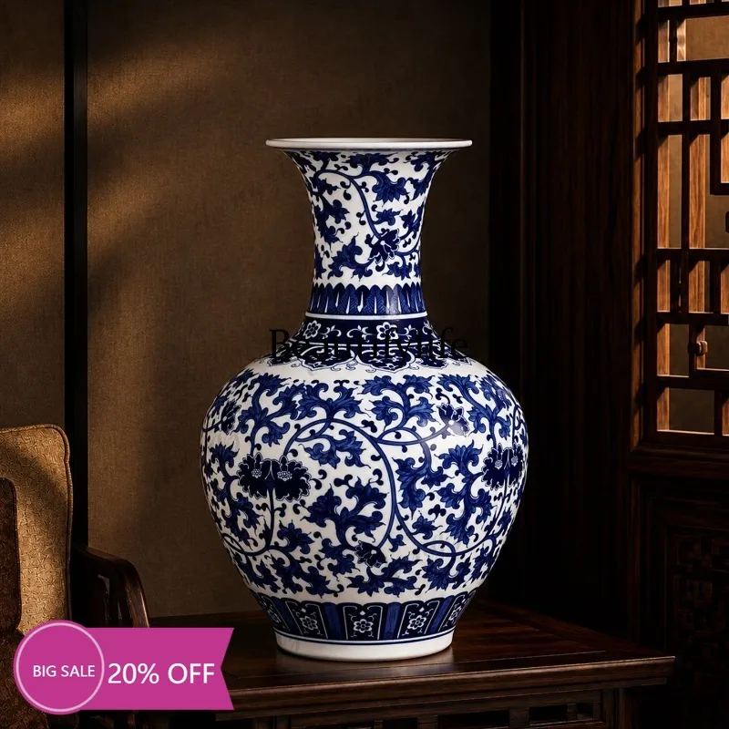 M02 Jingdezhen ceramics hand-painted blue and white porcelain Chinese floor ornament living room desktop decoration vase