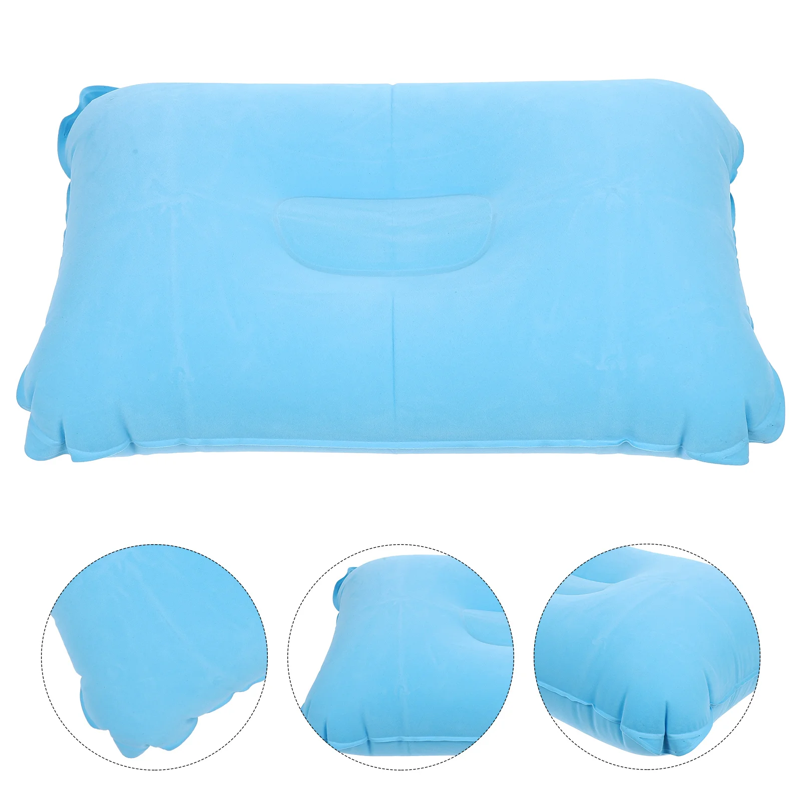 Almohada inflable flocada para el cuello, cojín de viaje para aviones, colchón de vuelo, herramienta de descanso para acampar y viajar