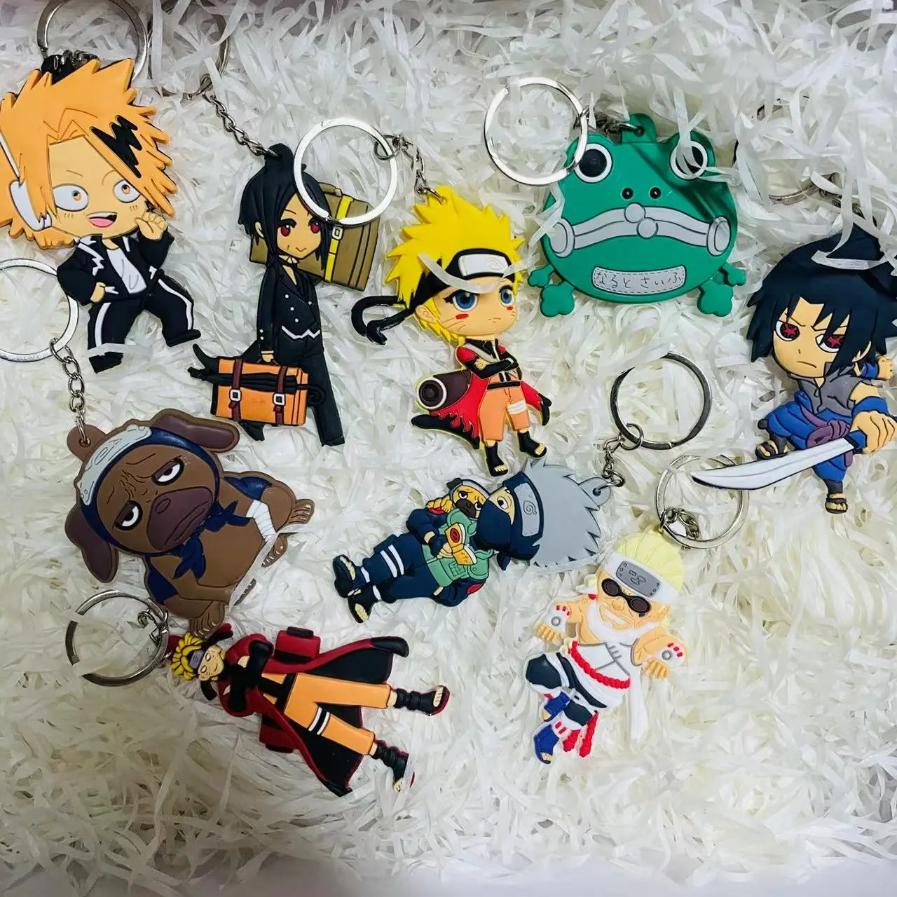 Cute Character Pendant Keychain Double-Side Soft Rubber Keychain In Gift Bag 1 Keyring 1 Sac 2Pcs Set Halloween Cosplay Props