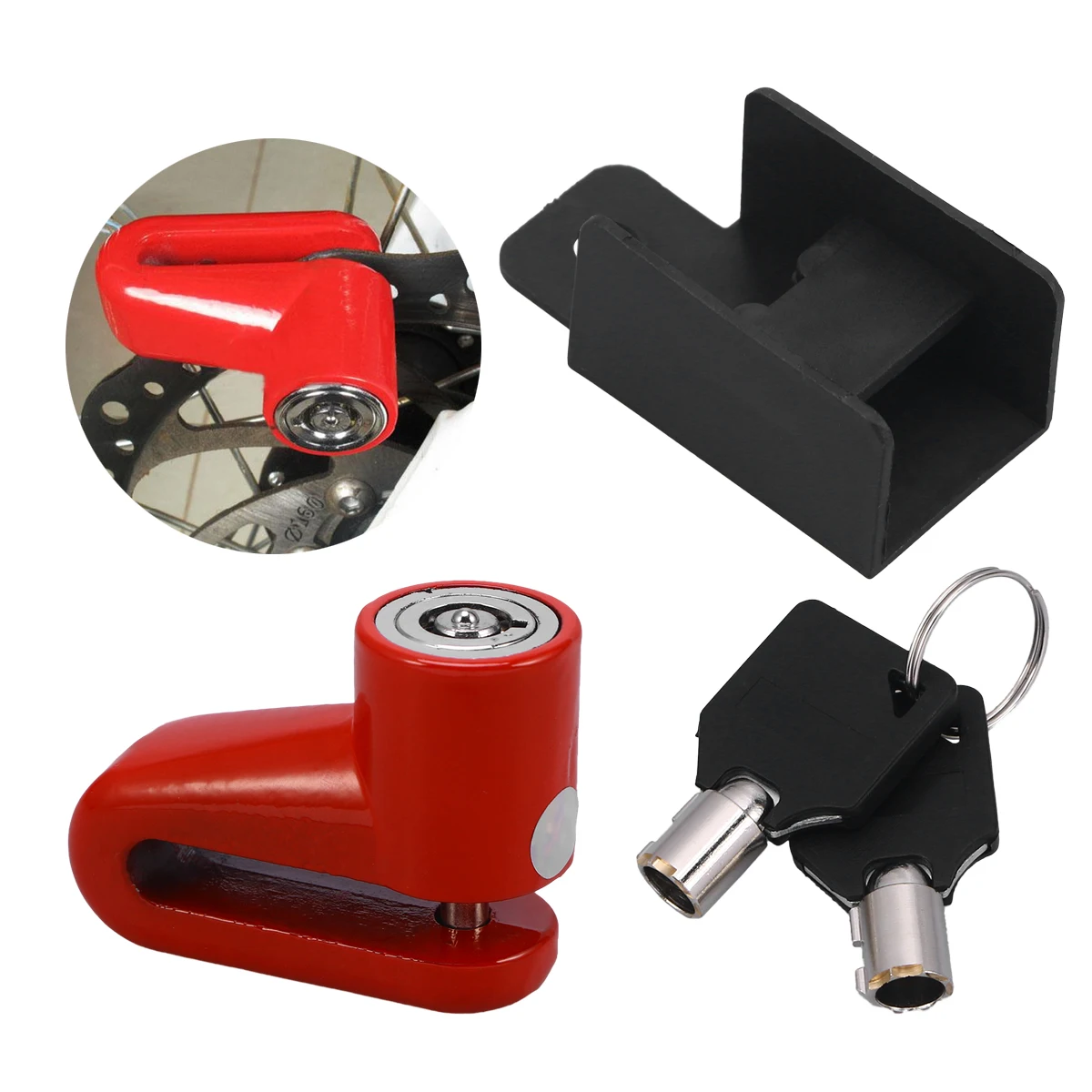 

Motorcycle Lock Security Anti Theft Bike Motorbike Motorcycle Disc Brake Lock Theft Protection For Scooter Motorbike (Red)