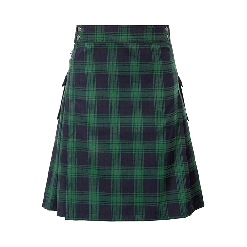 Mens Scottish Festive Skirt Mens Check Contrast Pleated Skirt Women's Red Green Checkered Short Skirt Punk Style Pleated Skirt