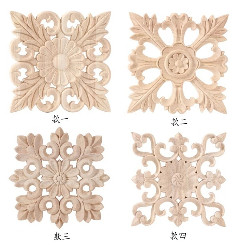 

Flower wood carvings Antique style doors Furniture decoration Wooden decals and mirror cabinets