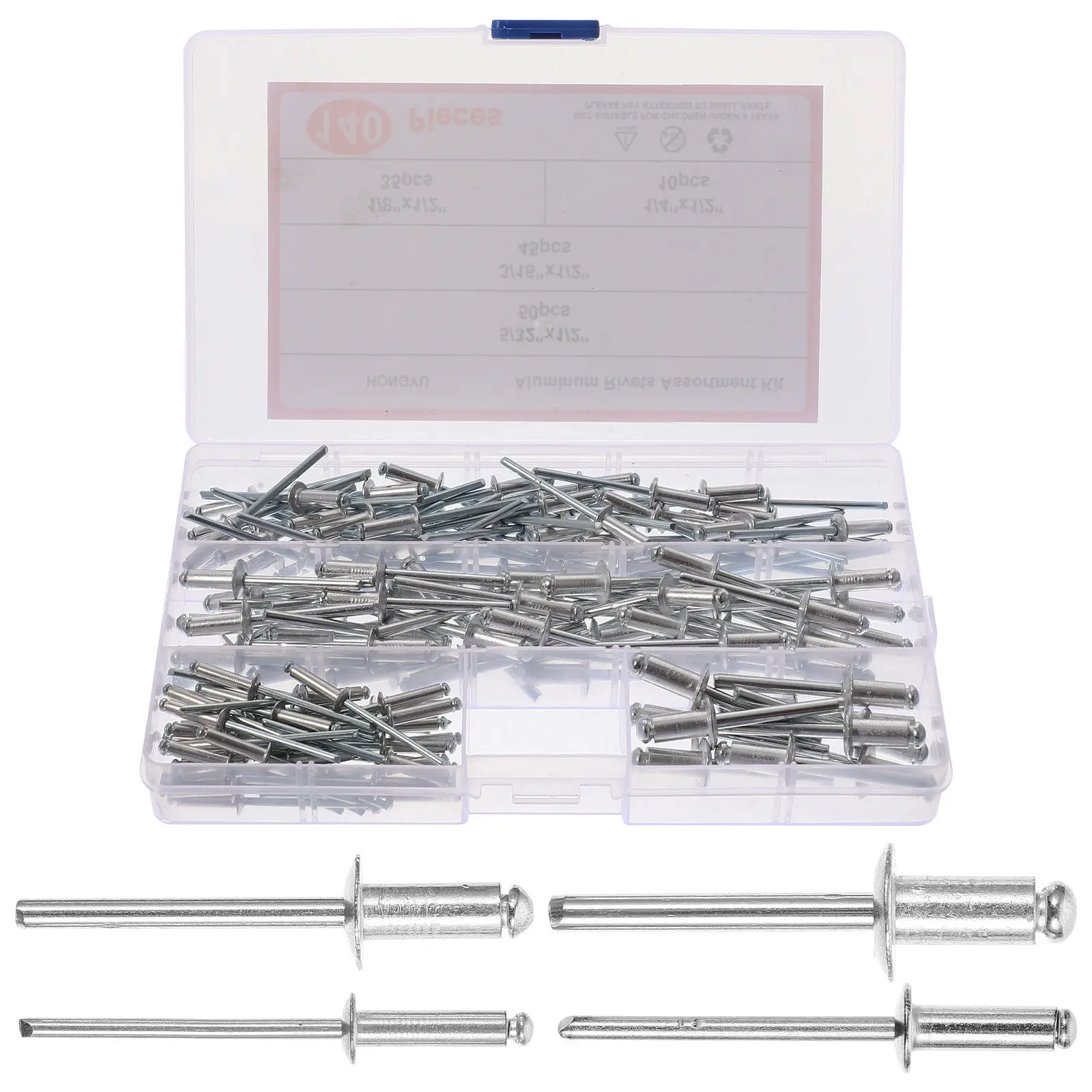 

Набор из 140 алюминиевых заклепок: глухие заклепки с длинным фланцем для крепления металлических листов, дверей, водостоков и ремонта