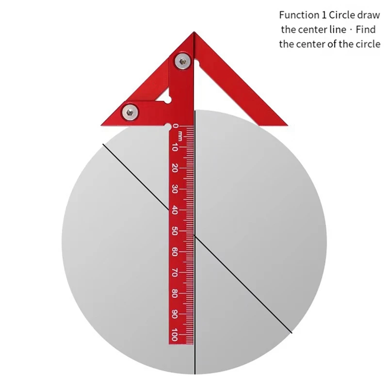 Aluminum Alloy Center Scriber 45/90 Degree Right Angle Wire Gauge Aluminum Center Scriber Tool Woodworking Ruler