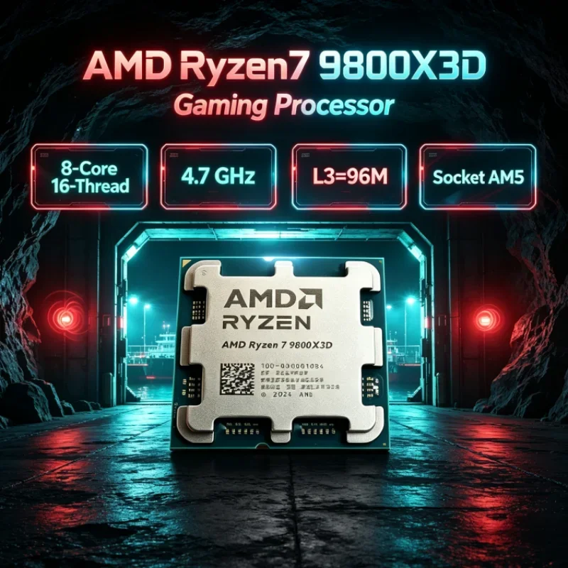 AMD Ryzen 7 9800X3D 8-Core 16-Thread L3=96M 4NM Socket AM5 DDR5 120W 4.7GHz Gaming Processor R7 9800X3D
