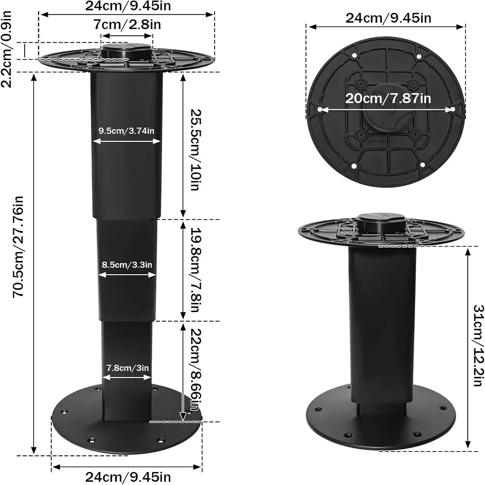

Heavy Duty Camper Table Pedestal Adjustable Pneumatic Versatile Table Pedestal with Gas Lift Table Leg Aluminum Alloy for Boat