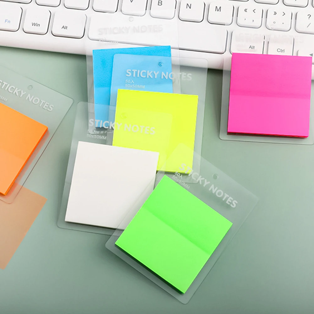 P Lytwtw's Stationery School Supplies Transparent Candy Color Sticky Notes Memo Pad Office Sticker Self-Adhesive Notepad