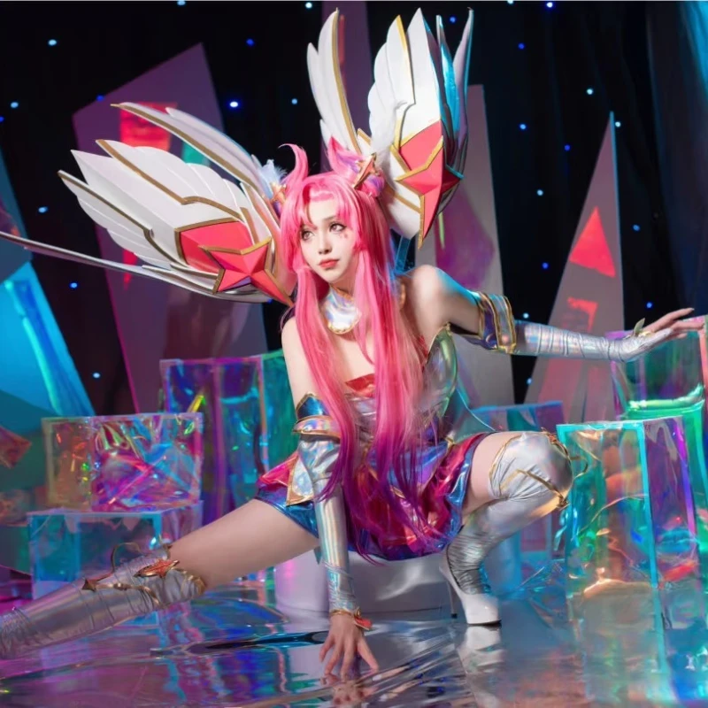 LOL ستار/ليج أوف ليجندز لعبة جارديان كايسا أزياء تنكرية للنساء فستان أغطية الرأس مجموعة ملابس حفلات كرنفال الهالوين البدلة