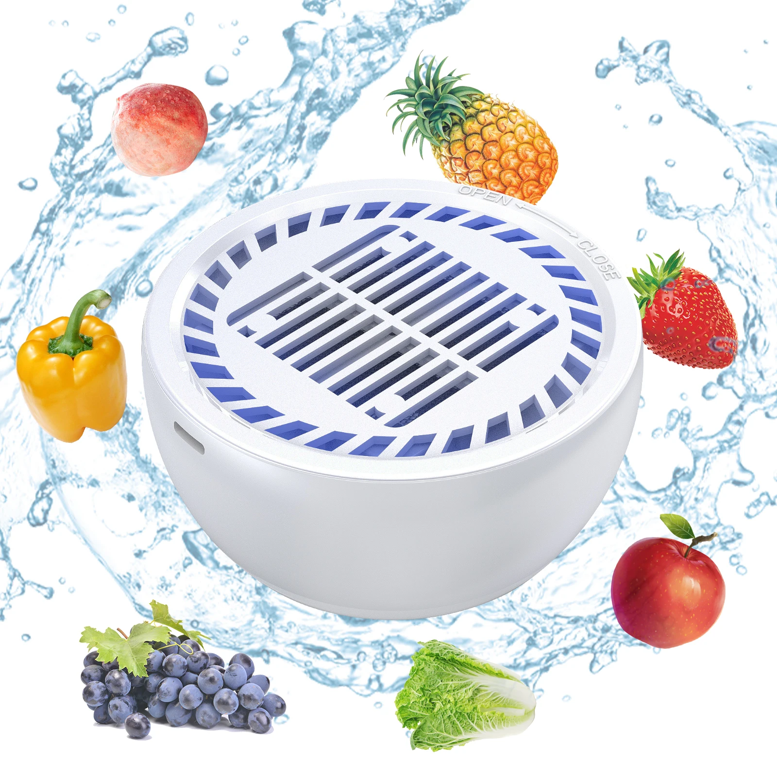 

Portable Household Battery Mini Both Ozone and Hydroxyl Salad Cleaner Device USB Electric Washer Fruits and Vegetable Purifier