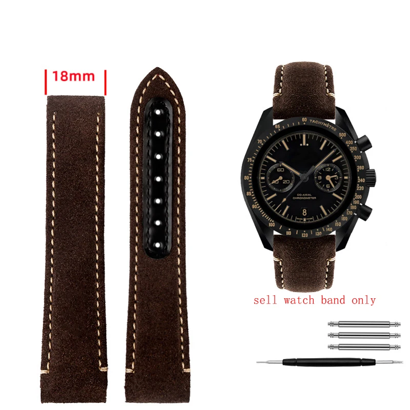 Men\'s leather strap 21mm for Omega OMEGA Super Series Moon Dark Face 311.92.44 watch vintage leather strap