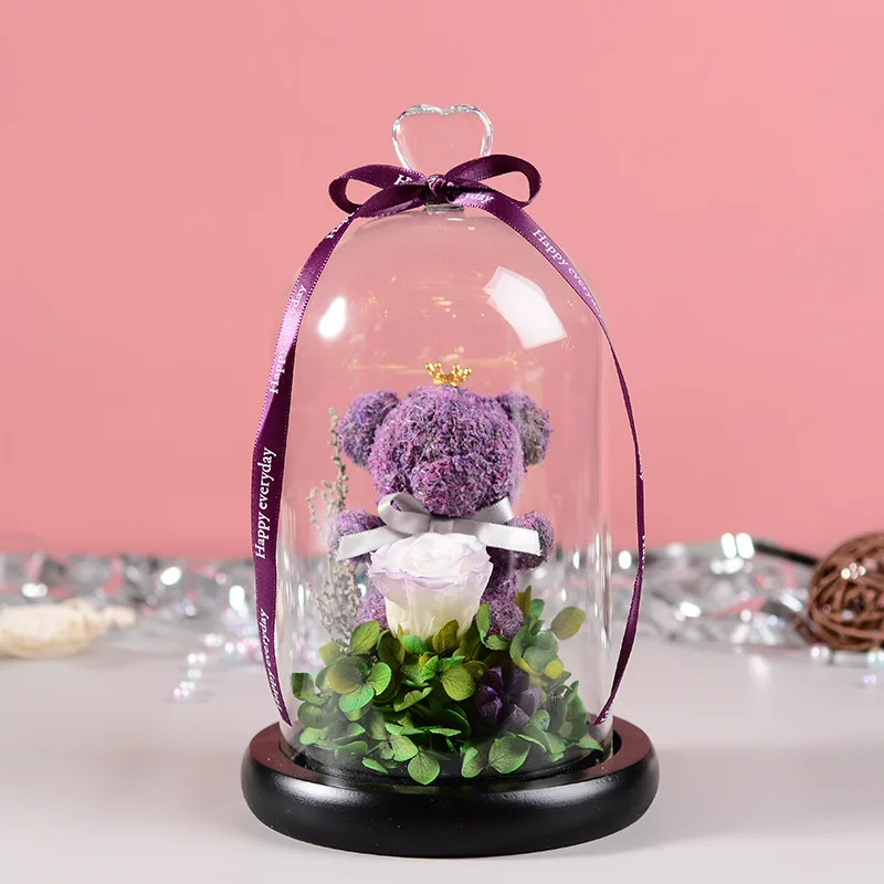 12*15cm Heart Top Glass Dome Vase Home Decoration Black Base Transparent Cover Wedding Live Prop DIY Friend Favor Gift