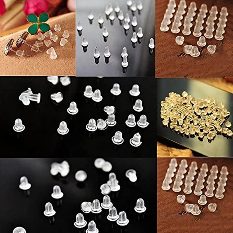 100 Pcs Plastic Earring Plugs Ear Stud Plugs Earrings Anti-Drop Ear Caps Ear Protectors For Outdoor Sports Travel