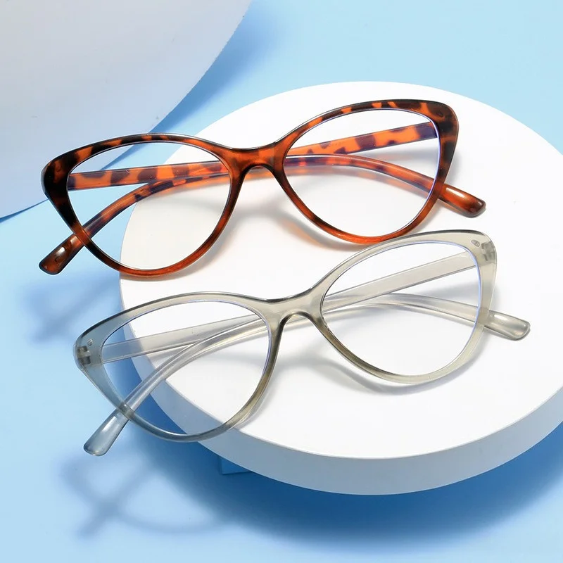 2pcs Korean Version Fashion Retro Cat Eye Trend Glasses Frame Men and Women's Individual Anti-blue Glasses