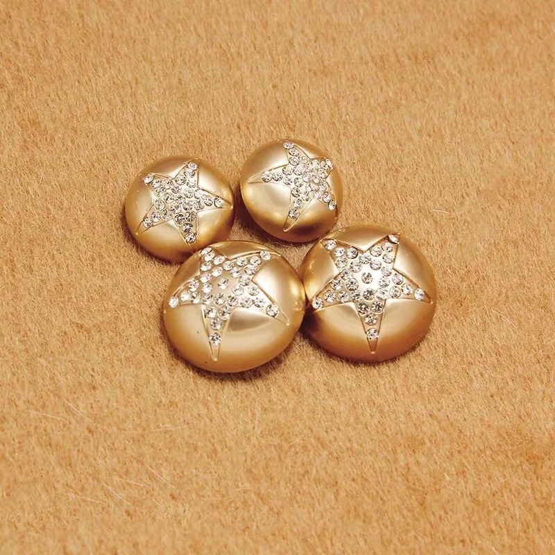 6PCS Mushroom Type Golden Silver Rhinestone Buttons for Shirt Metal Shank Buttons for Clothes DIY Sewing Accessories