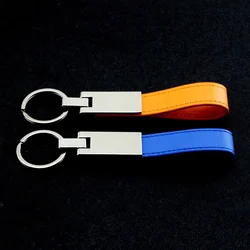 Car Key Chain Luxury Genuine Leather Keychain Pure Color Buckle Car Key Ring Car Accessories Gift Car Keychain Key Accessory