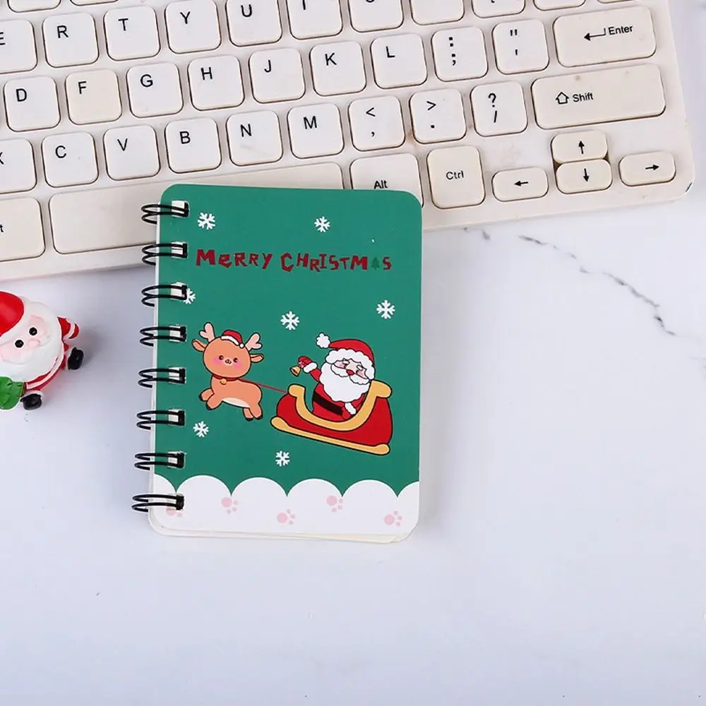 40sheets Loose-leaf Christmas Coil Notepad Cute Cartoon Mini Notebook Thickened Side-flip Coil Book School Stationery