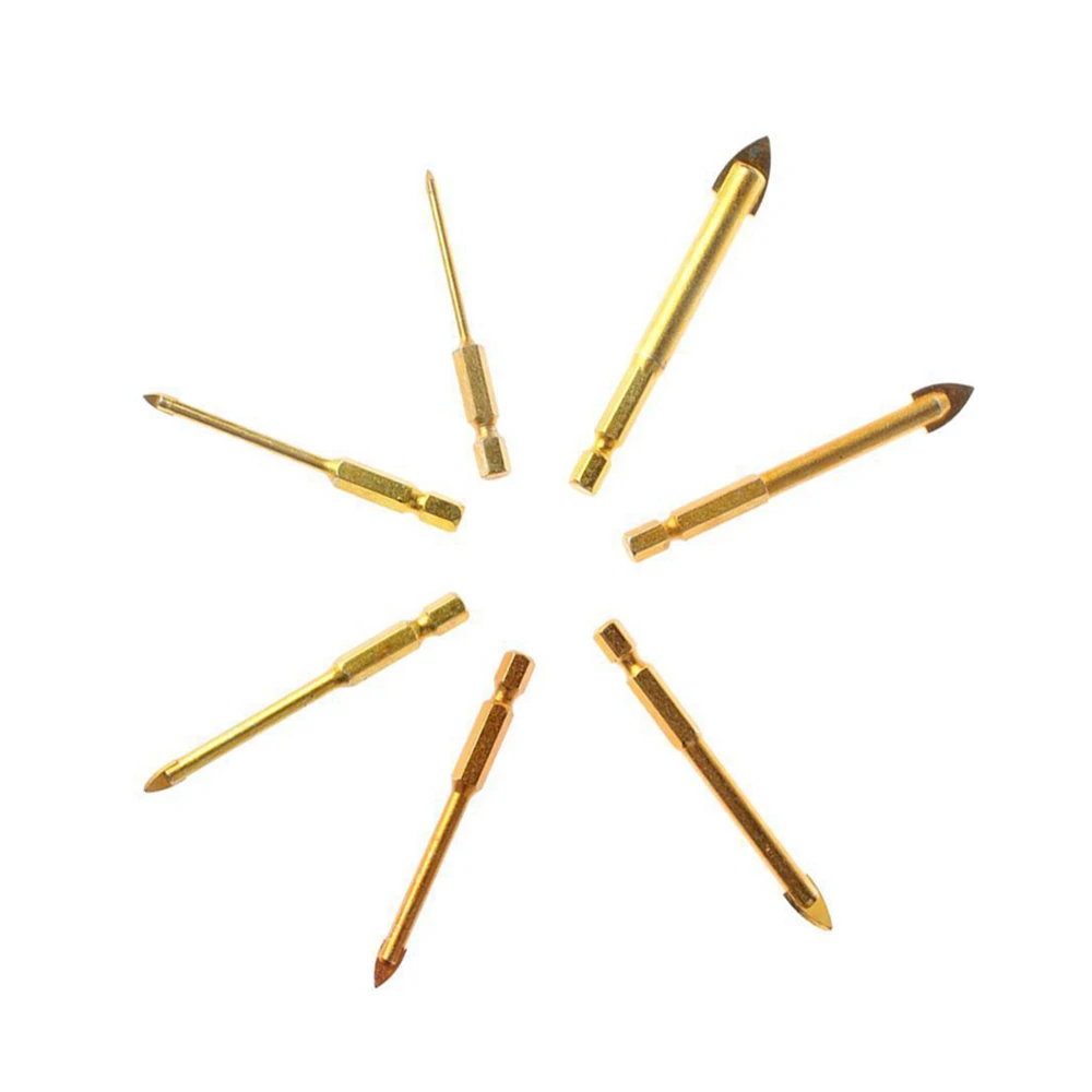 Brocas hexagonales planas de 3mm, 4mm, 5mm, 6mm, 8mm, 10mm, 12mm, abridor de agujeros de hormigón de Cerámica y Vidrio recubierto de titanio, herramienta de perforación triangular de aleación