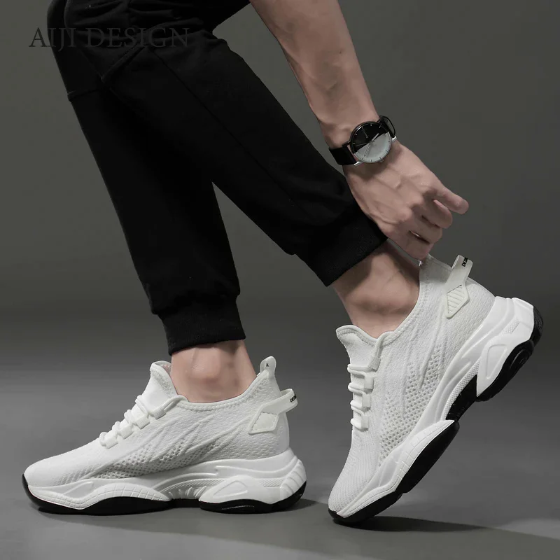 Summer breathable sneakers men elevator shoes height increase shoes for casual insole 7cm sport man taller