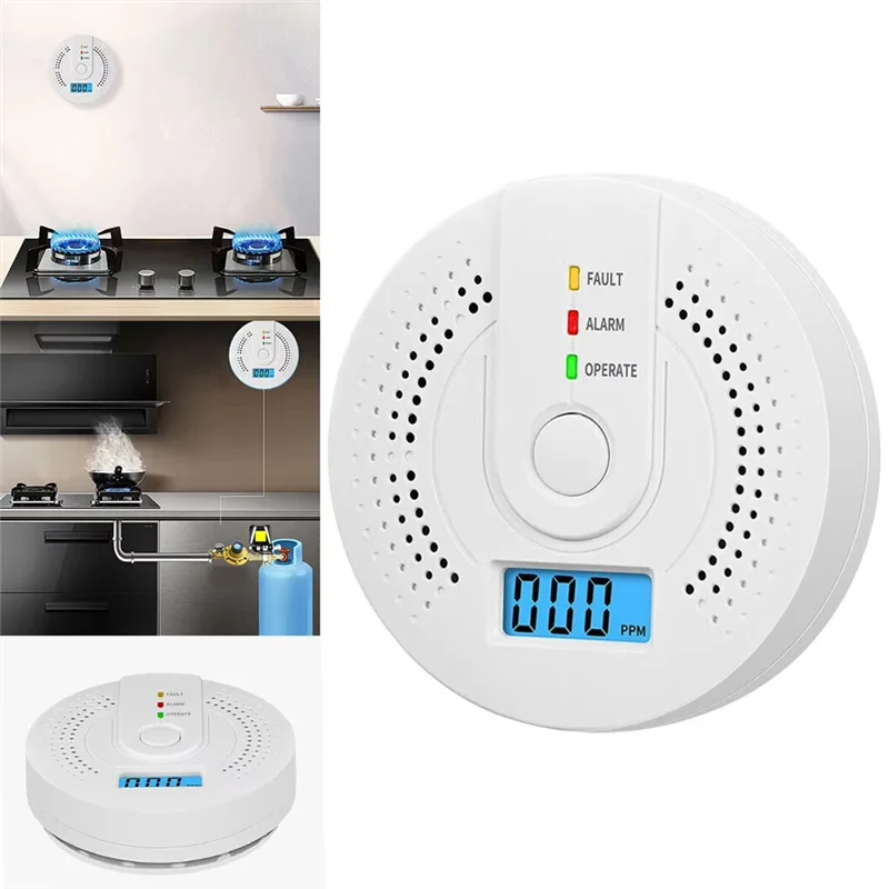 【Livraison Rapide】Digital Carbon Monoxide Detector Sound & Light Warning Sensor Battery Powered CO Gas Monitor Meter With LED In