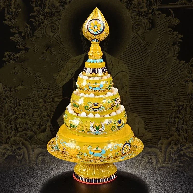 

Tibetan Manza Tantric Alloy Handicraft Auspicious Tribute Painting Buddhism Plate Home Gift Indoor Altars Desktop Decorative