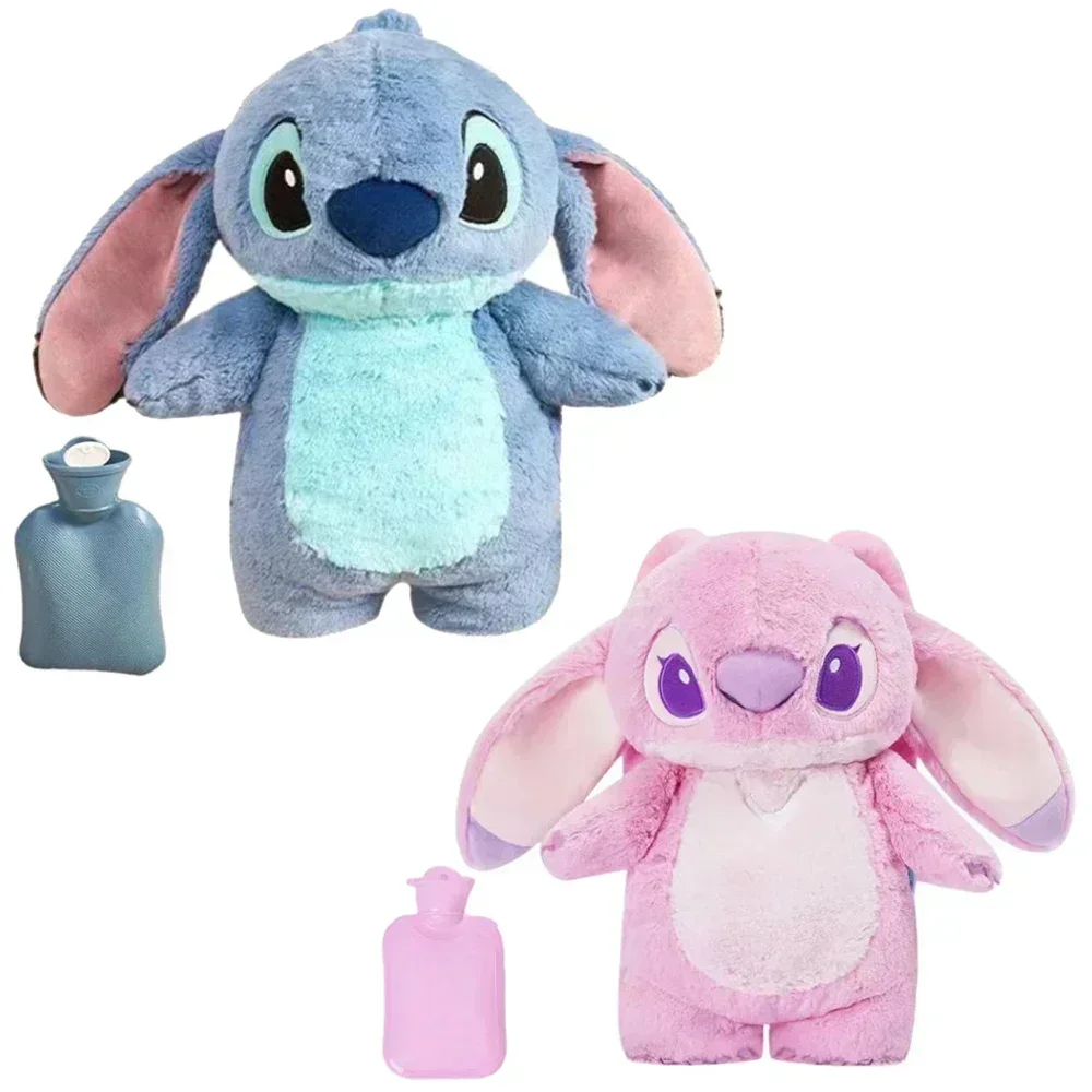 New Stitch Angel Plush Hand Warm Bottle Hot Water Bottles Kawaii Soft Winter Portable Warm Hand Bag Anime Toys Christmas Gift