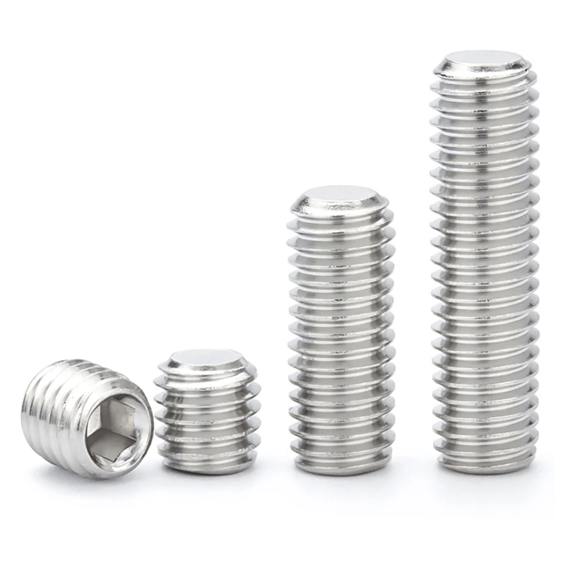 20pcs 304 stainless steel hexagonal flat end set screw headless machine meter top screw stop screw M2M2.5