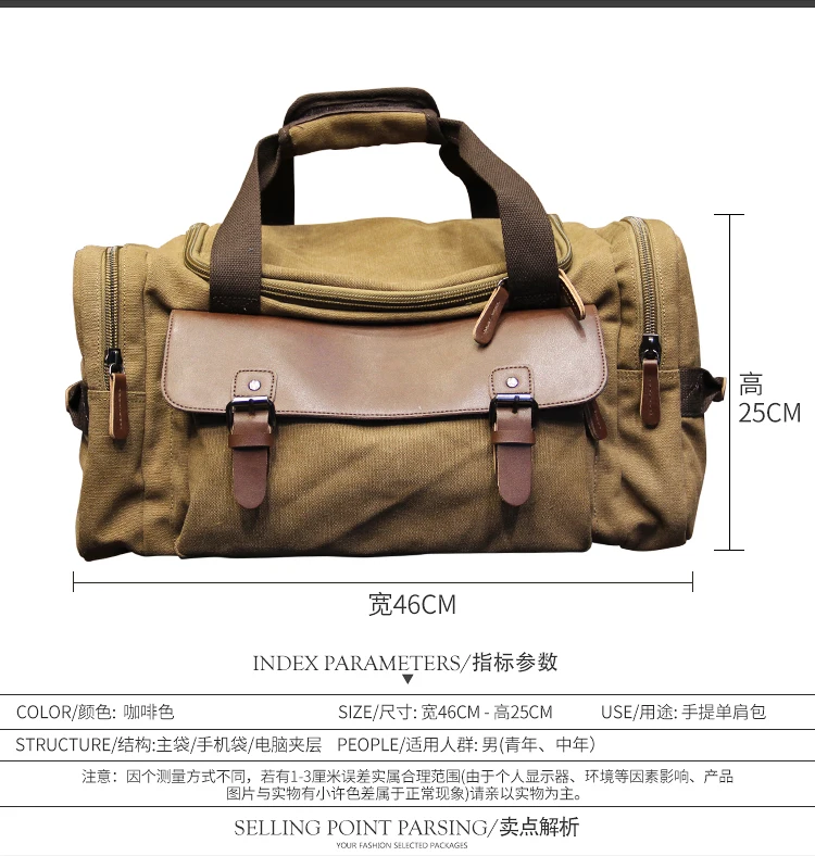 Men\'s Vintage Travel Bag Shoulder bag Large Capacity Canvas Tote Portable Luggage Moving Daily Handbag Bolsa duffle bags luggage