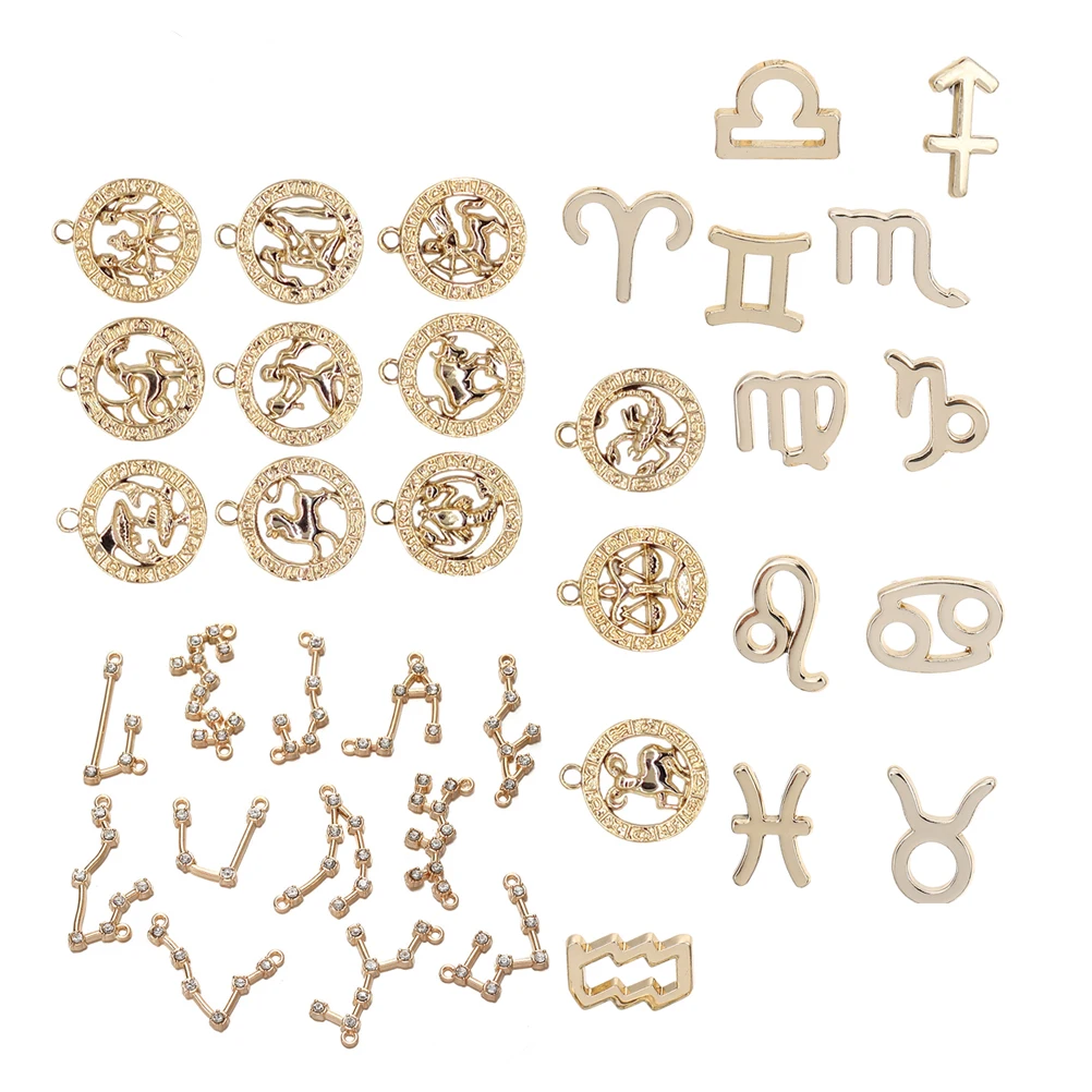

36pcs Zodiac Pendant Necklace Alloy DIY Jewelry Craft Accessories Fashion Charms High Quality Long Lasting