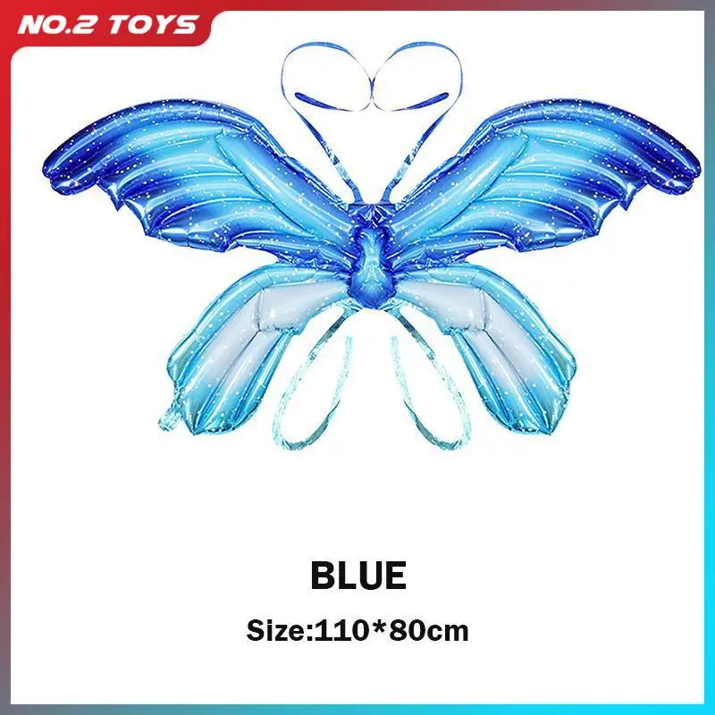 Inflatable Butterfly Wings with Brilliant Lights Backpack Cosplay Pretend Princess Wings Kids Toy Gifts for Girls Girlfriend