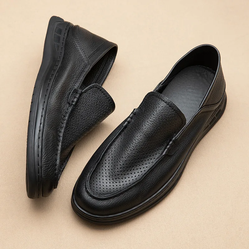 

All Match Cowhide Genuine Leather Mens Business Shoes Spring Autumn Summer British Retro Fashion Men Casual Shoes Loafers Men