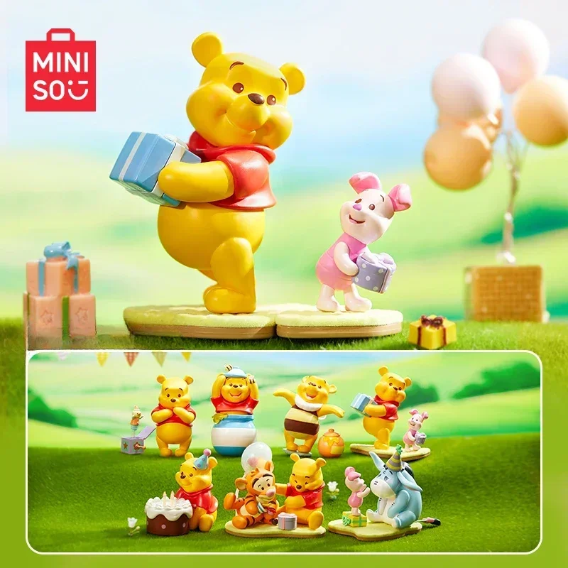 MINISO Genuine Winnie The Pooh Best Friends Party Blind Box Model decorazione Desktop Kawaii regalo di compleanno Anime giocattoli per bambini