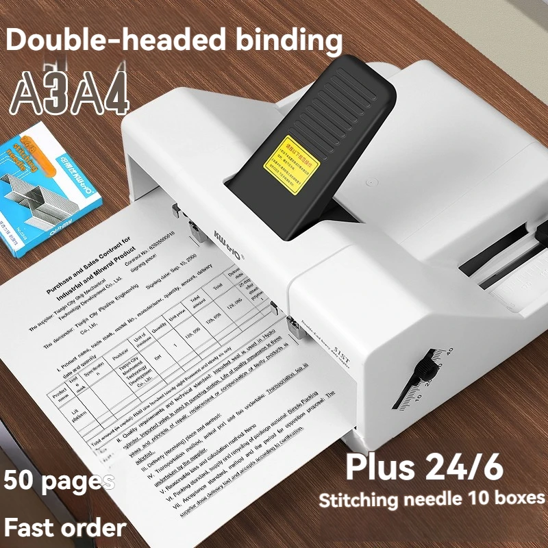 Double Hole A3 Office Saddle Stitch Stapler, Saddle Stitch Artifact,double Row Thickened and Extended Adjustable Binding Machine